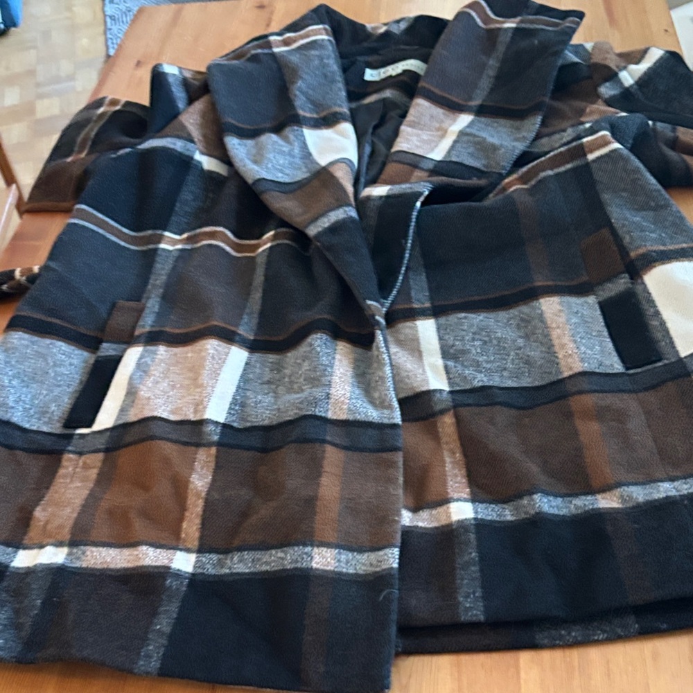 cleo Women's Plaid Belted wrap Coat in Black, Brown, Gray